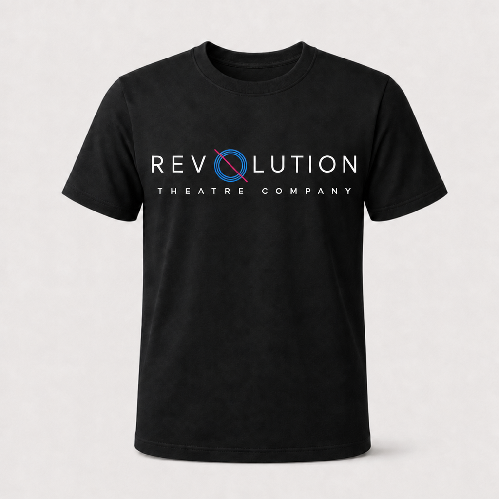 Revolution Theatre Company black t-shirt, front
